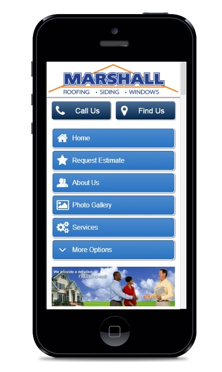 Northern Virginia and Maryland's Marshall Roofing Siding & Windows mobile site launch 