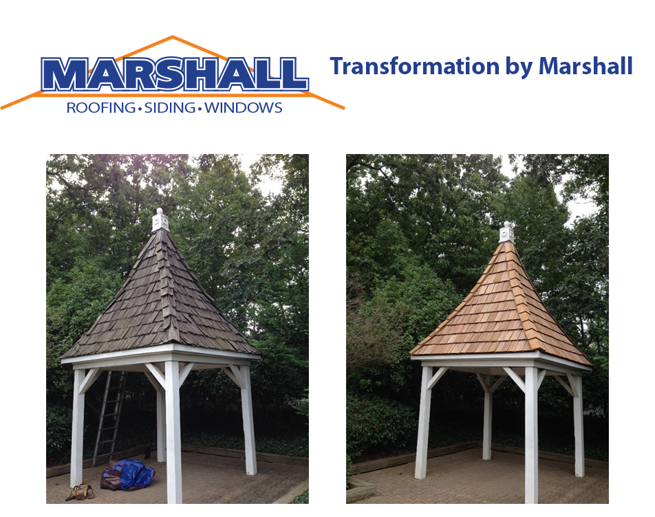 Marshall Roofing Gazebo before and after 