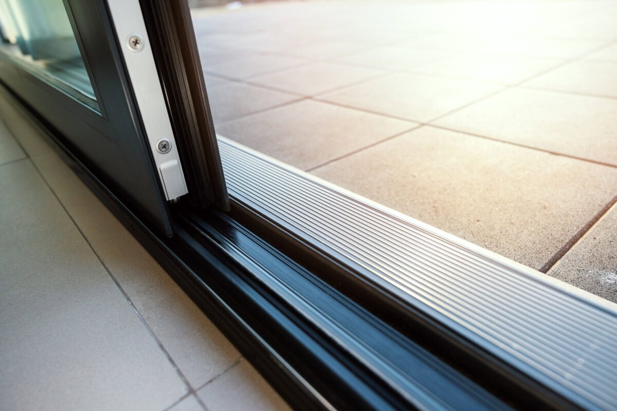 closeup of aluminum frame sliding terrace door system